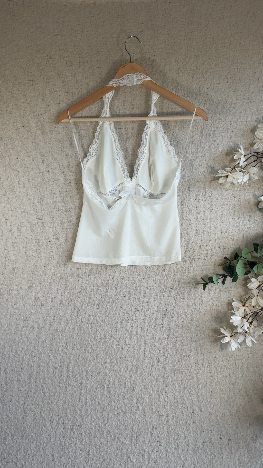Urban Outfitters White Lace Trim Cami Top XL Feminine Sheer Look image 4