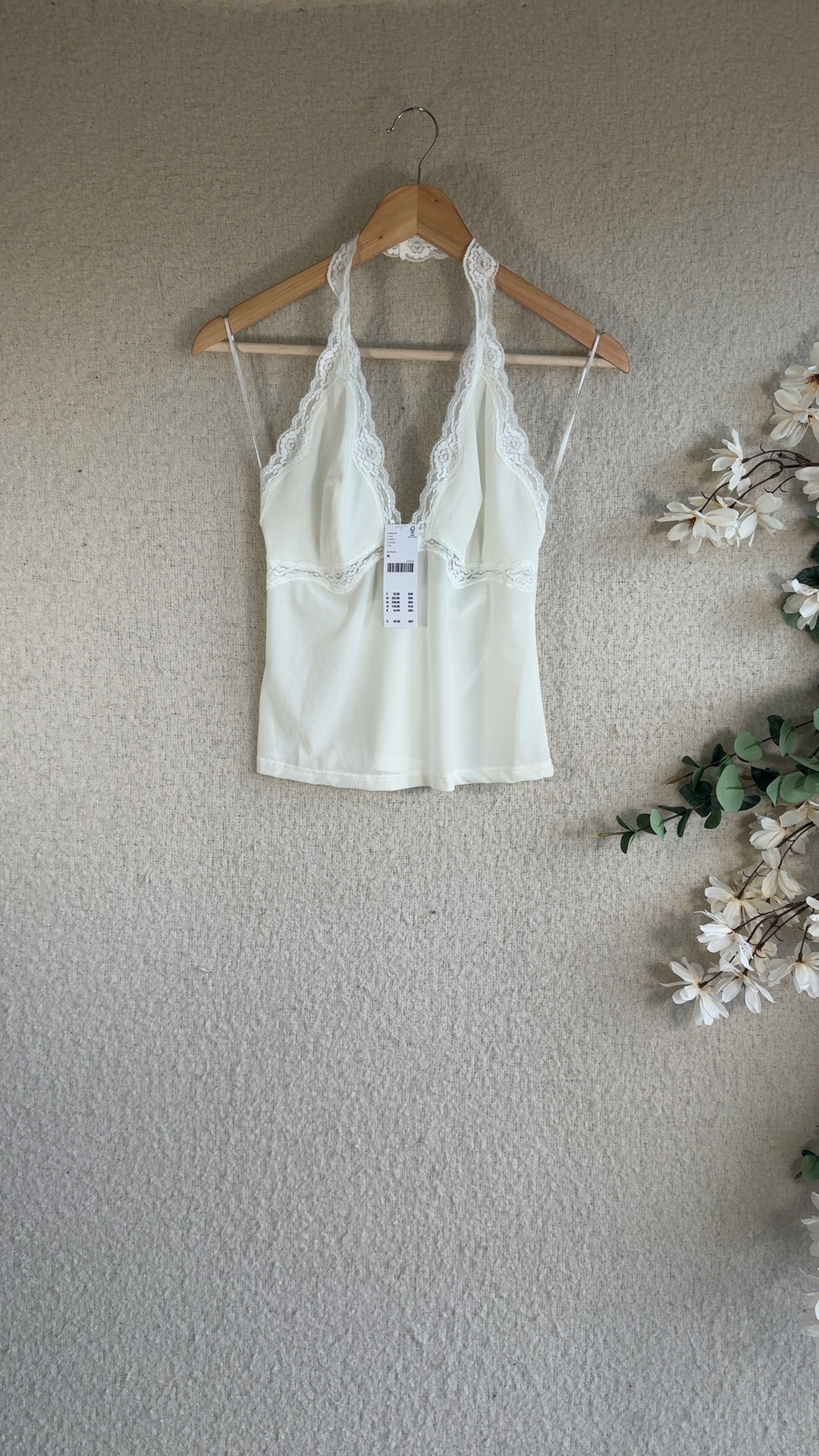 Urban Outfitters White Lace Trim Cami Top XL Feminine Sheer Look
