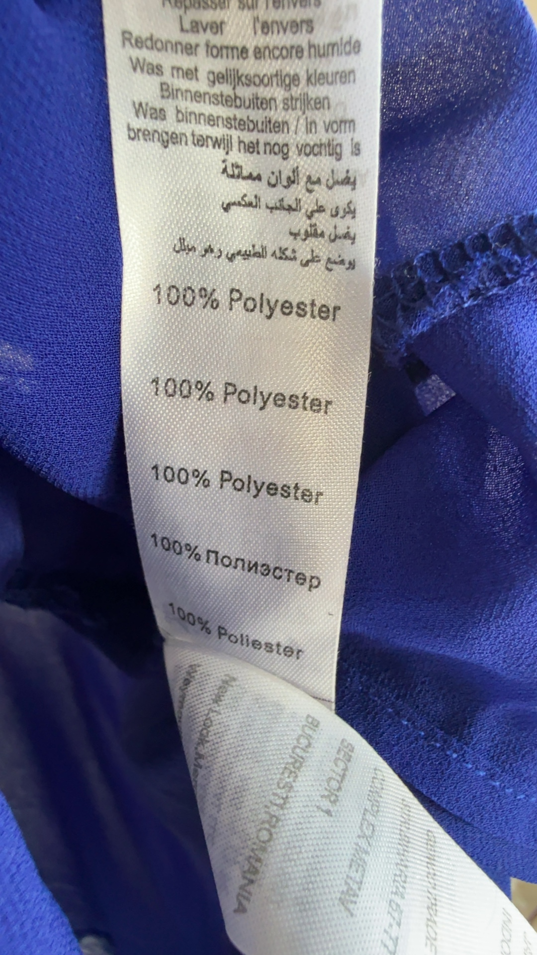 New Look Royal Blue Spaghetti Strap Flowy Crop Top UK 10 Sheer Chiffon image 6