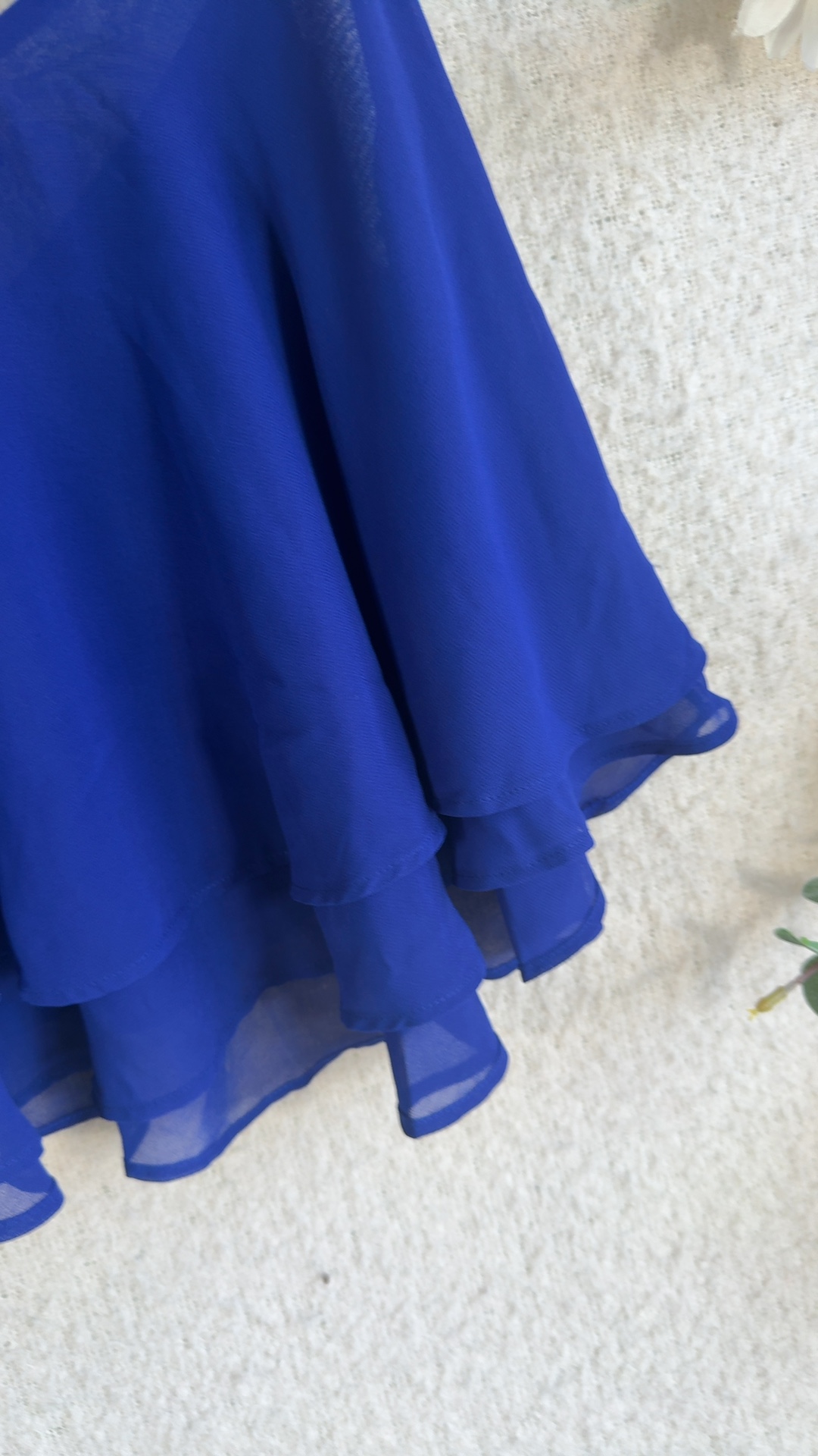 New Look Royal Blue Spaghetti Strap Flowy Crop Top UK 10 Sheer Chiffon image 4