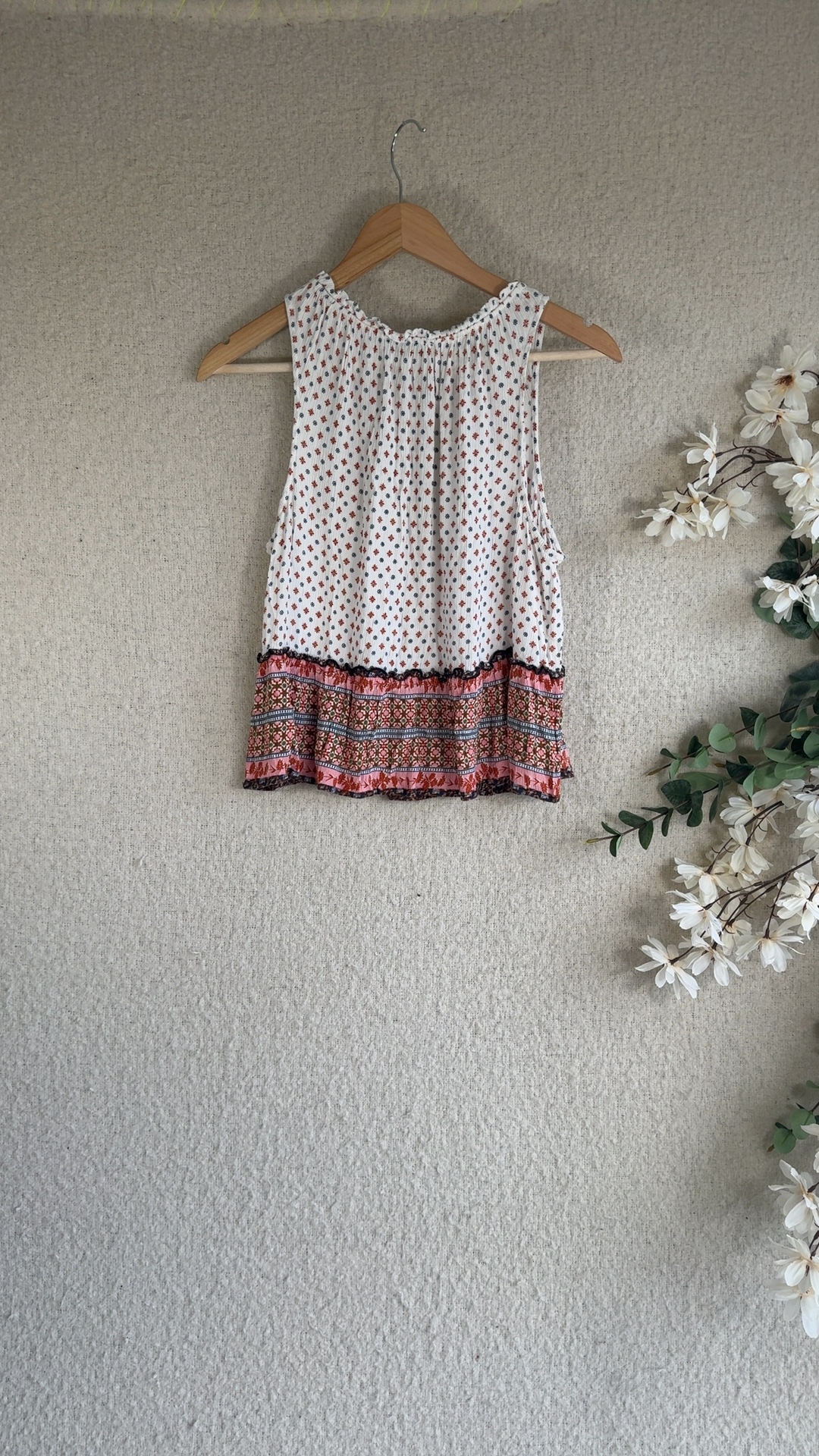 Patrons of Peace Floral Print Sleeveless Top UK Large Rayon Boho Style image 4