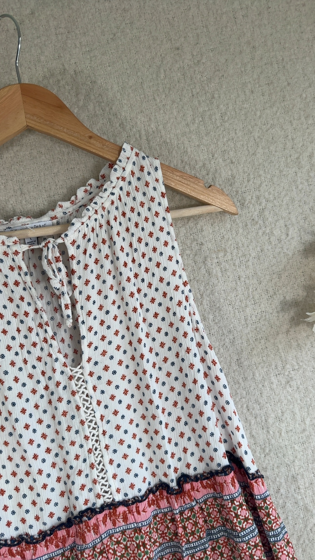 Patrons of Peace Floral Print Sleeveless Top UK Large Rayon Boho Style image 2