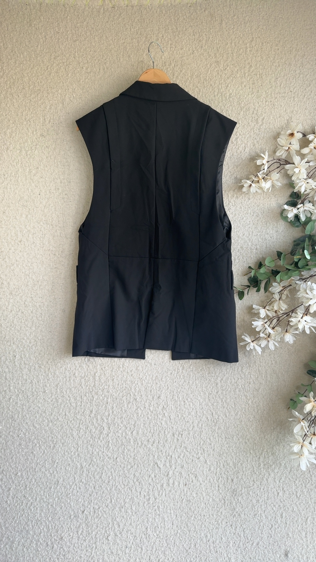 Zara Basic Black Sleeveless Blazer Waistcoat Medium Classic Formal Style UK M image 4