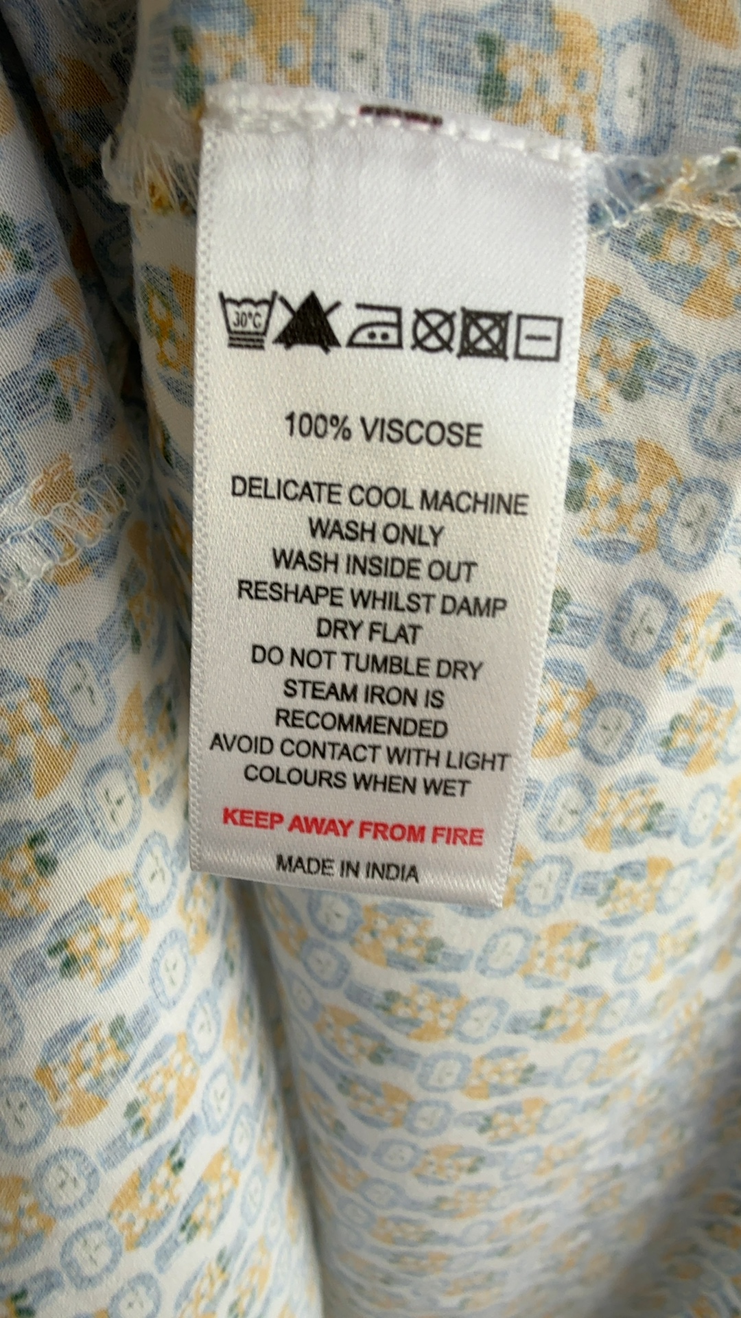 Mistral Yellow & Blue Printed Viscose Shirt UK 18 Lightweight Blouse image 5