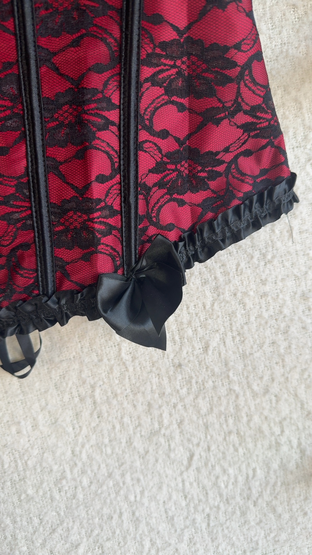 Red & Black Lace Corset Top 3XL Elegant Plus Size Gothic Lingerie image 6