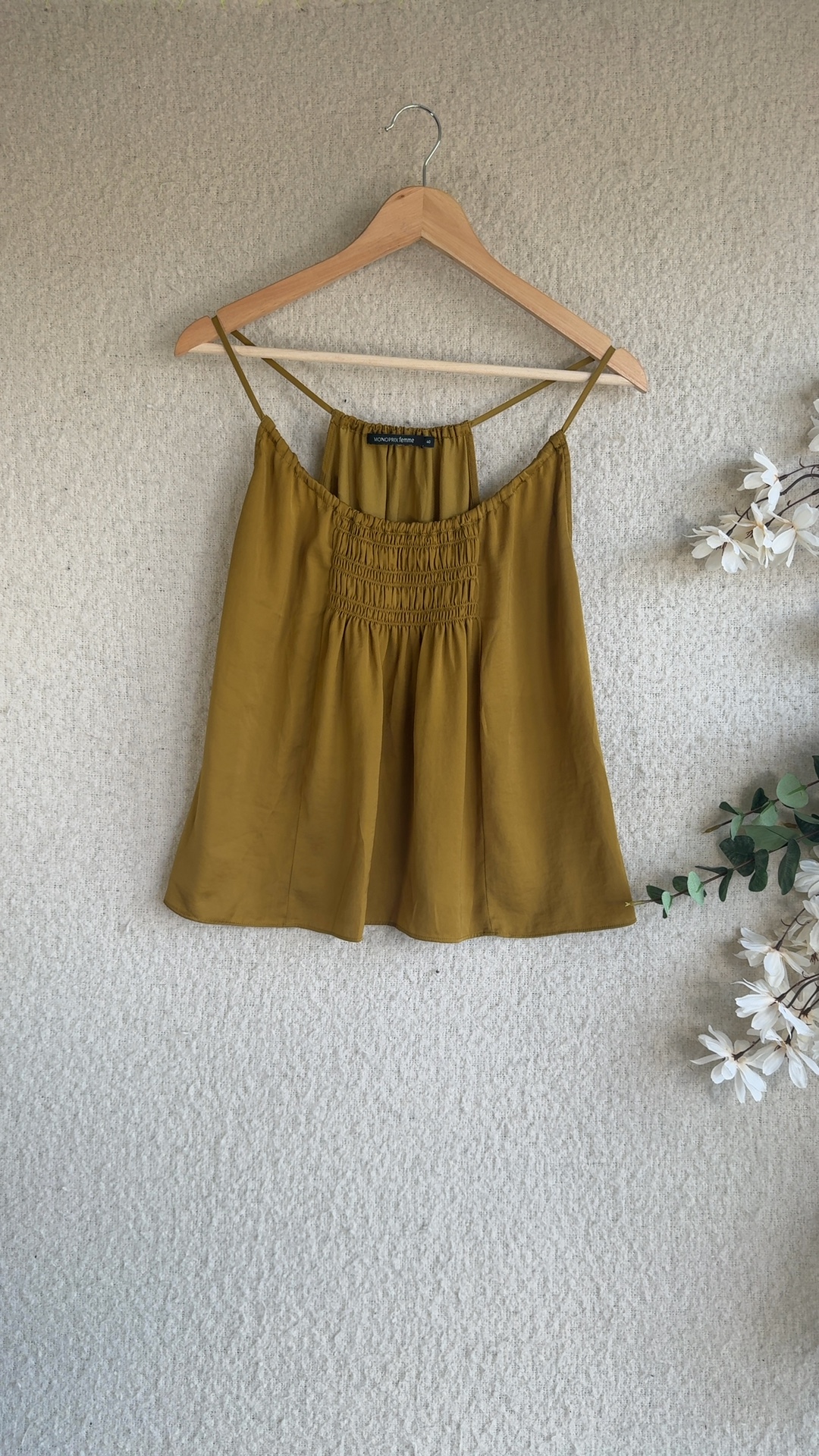 Monoprix Femme Mustard Yellow Cami Top UK 12 Relaxed Fit Summer Casual