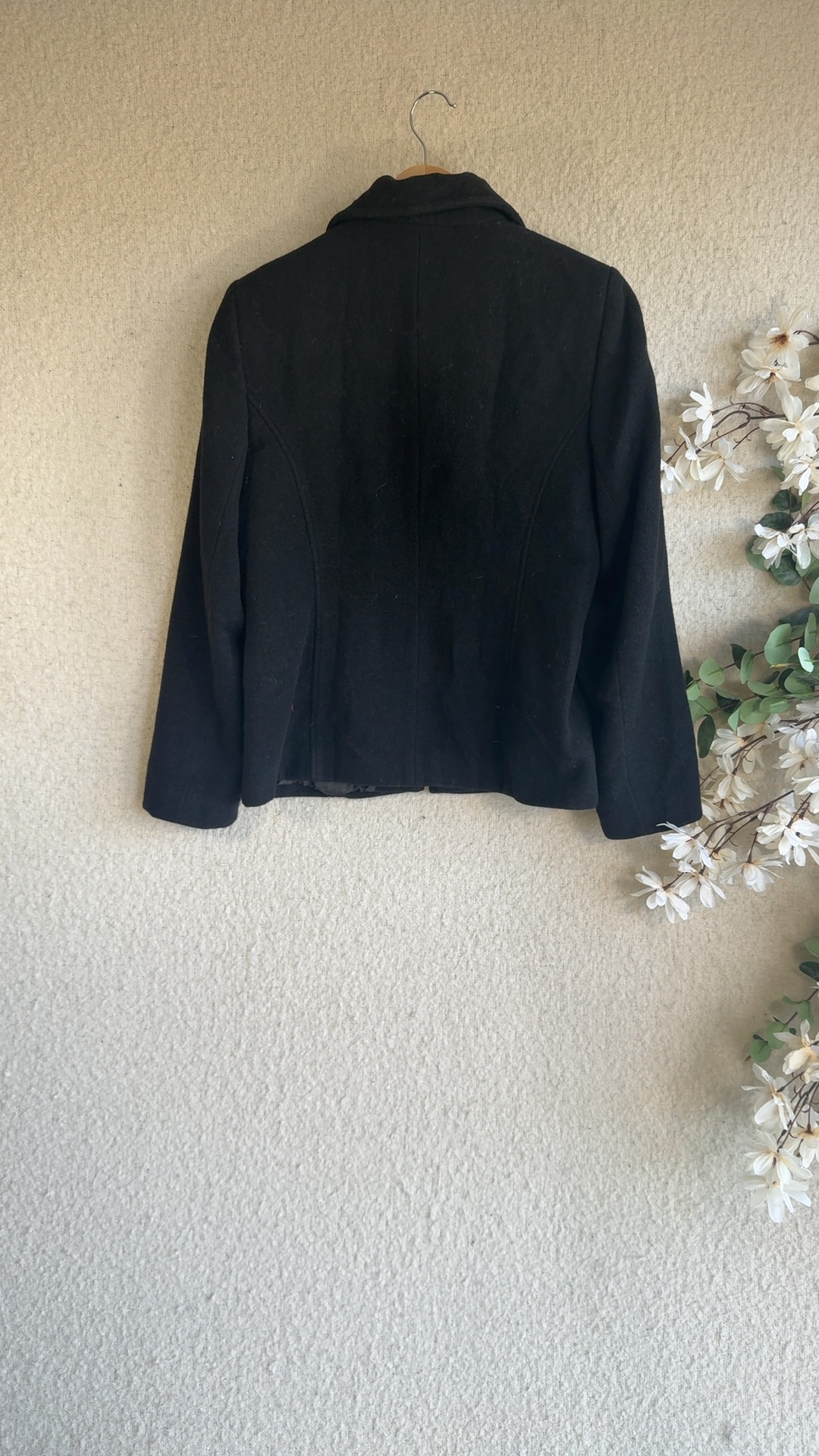 Amaranto Black Wool Blend Jacket Size 12 Classic Zip Coat Stylish Outerwear image 3