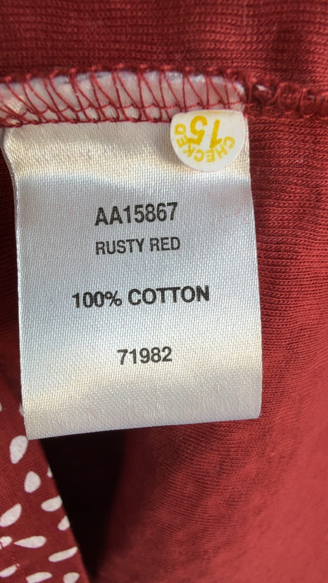 Cotton Traders Rusty Red & White Print Long Sleeve Top UK 16 Relaxed Fit image 5