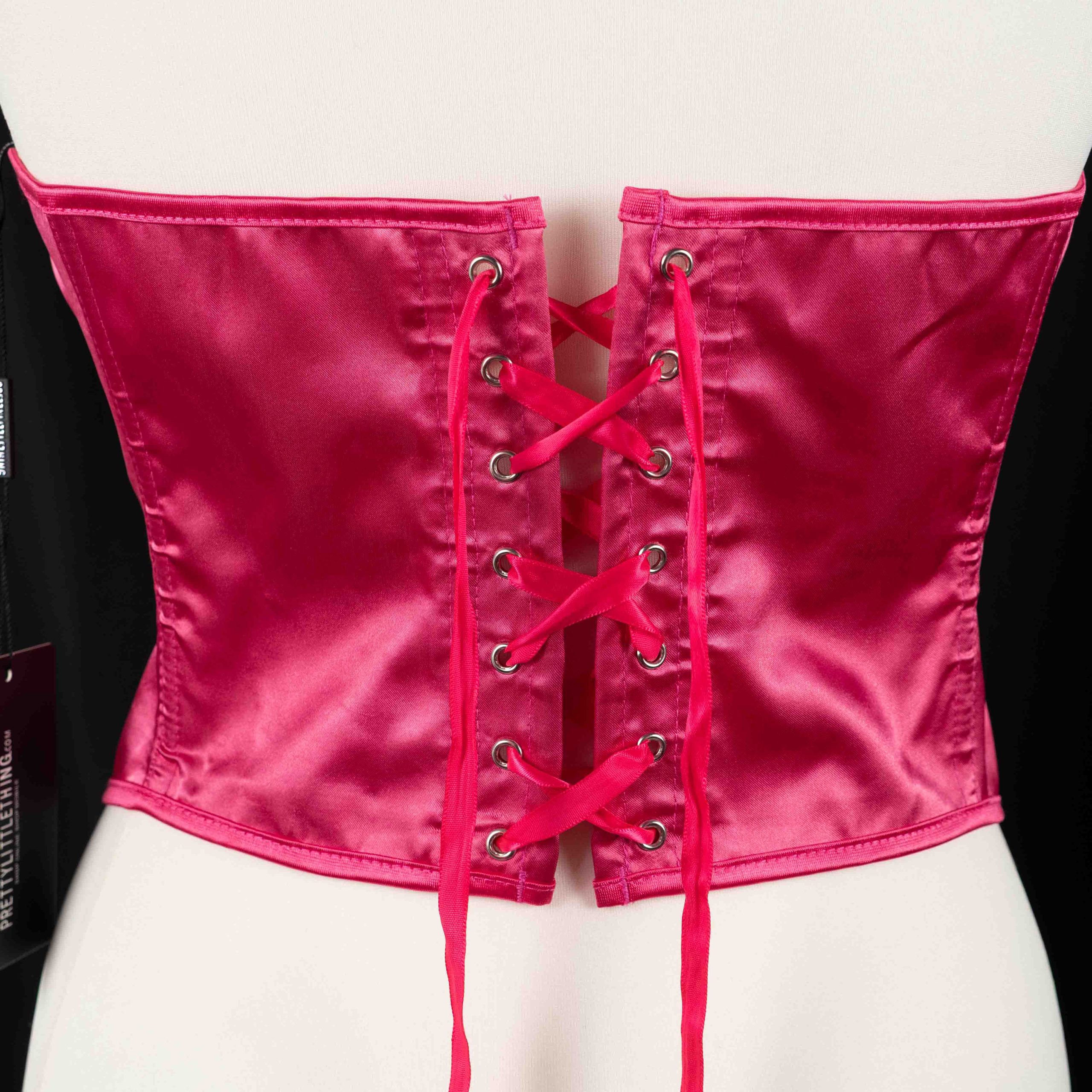 PrettyLittleThing Bustier Corset Top Pink Lace & Satin UK XXXL Pre-Owned image 4