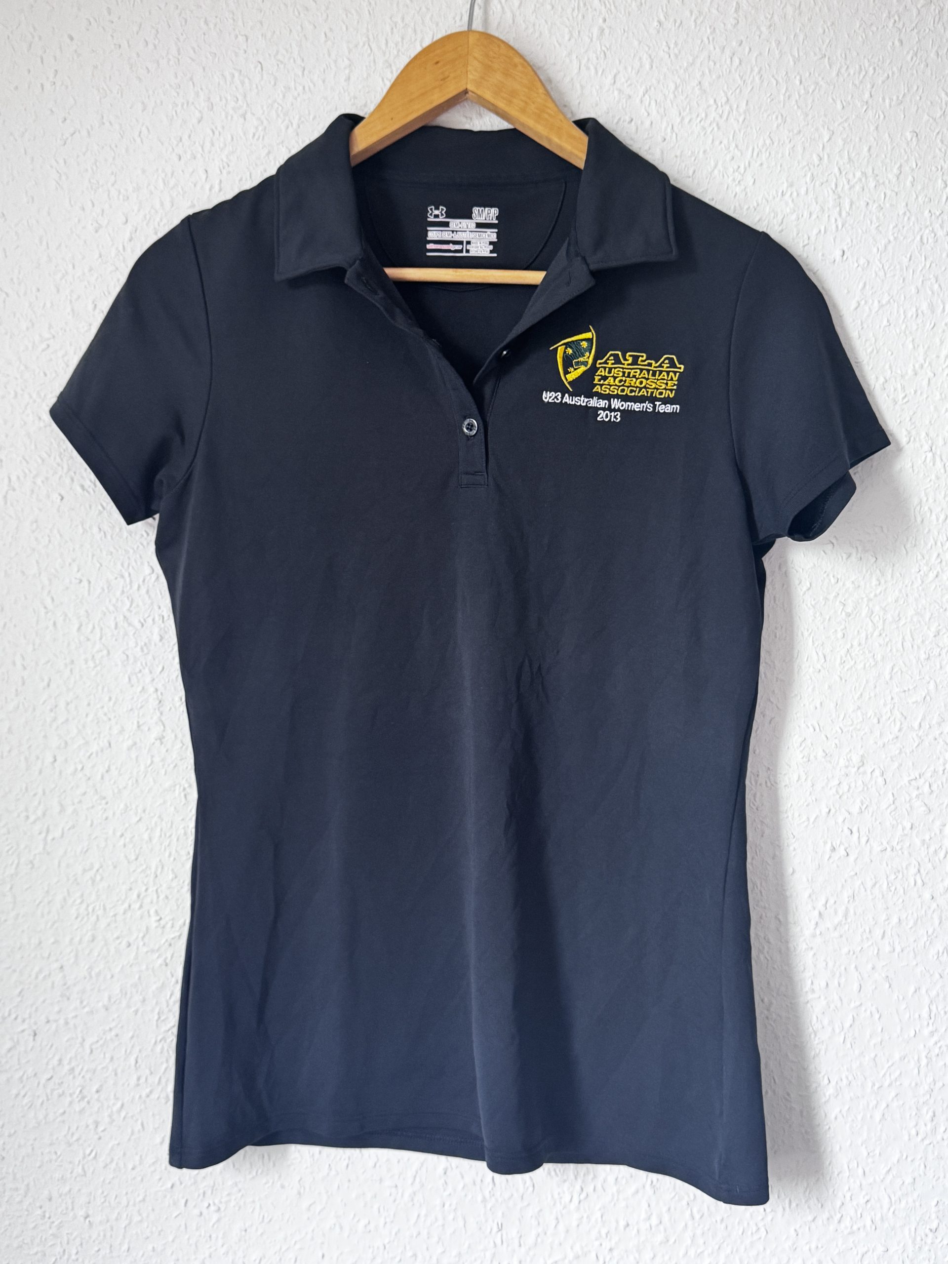 Under Armour Black Australian Lacrosse Association Polo Shirt Semi-Fitted M 784