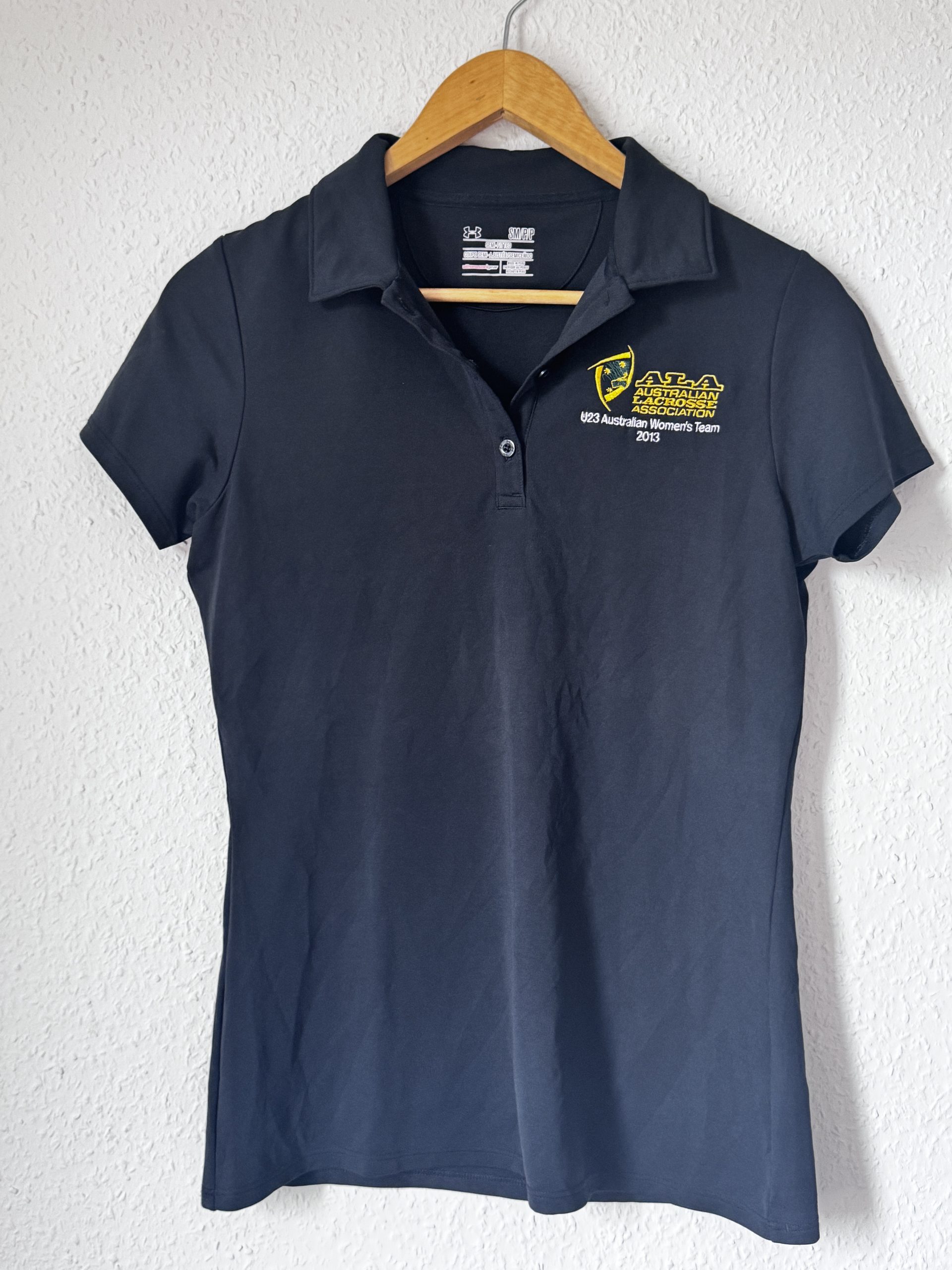 Under Armour Black Australian Lacrosse Association Polo Shirt Semi-Fitted M 784 image 2