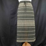 Next Midi Skirt UK 20 Black & Beige Striped Elasticated Waist Pre-Owned