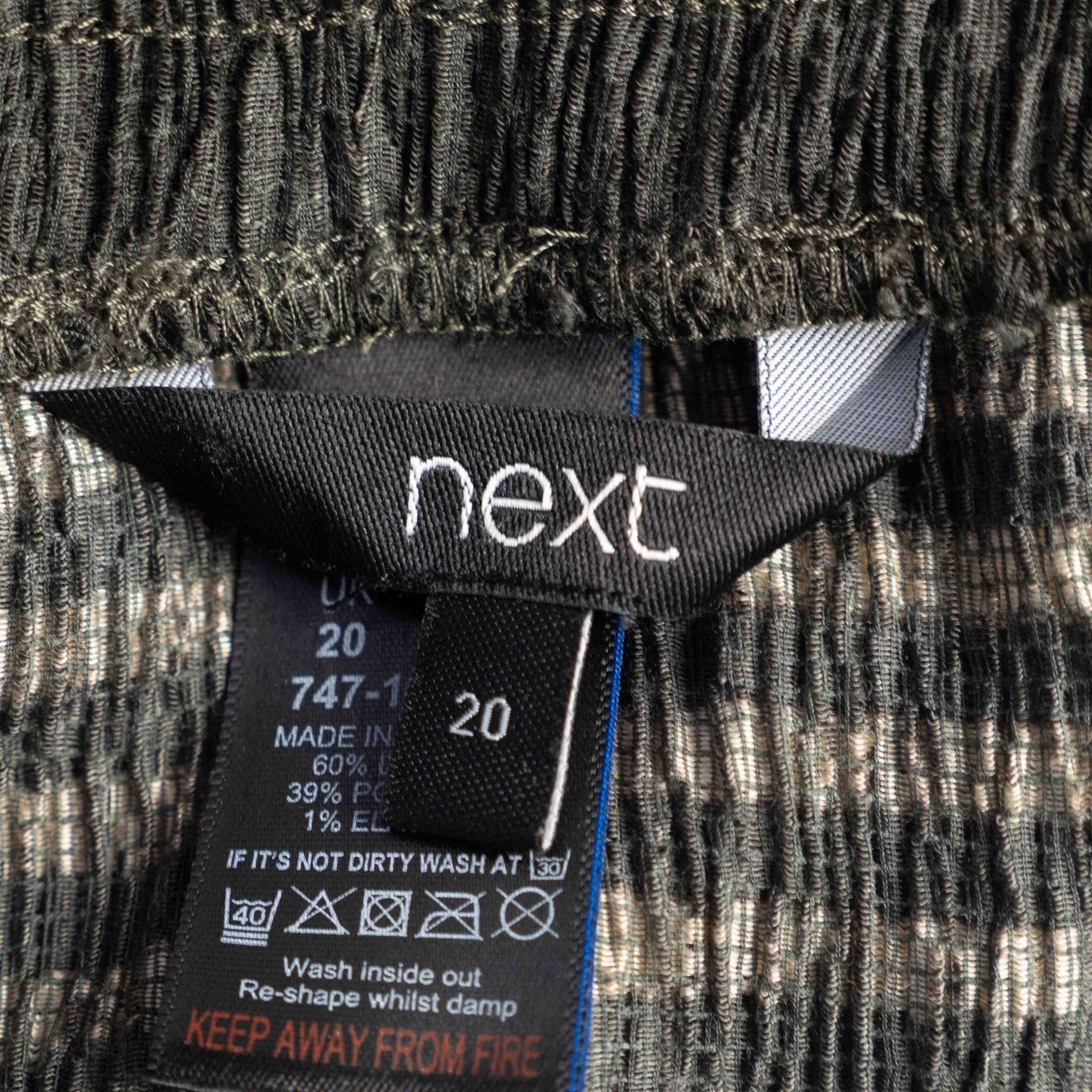 Next Midi Skirt UK 20 Black & Beige Striped Elasticated Waist Pre-Owned image 3