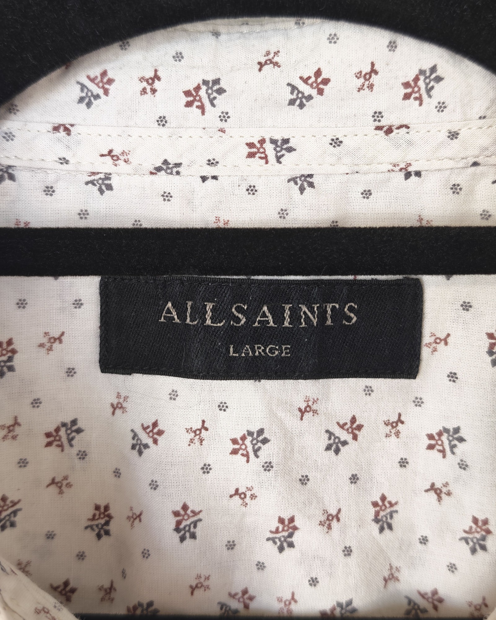 AllSaints White & Brown Floral Cotton Shirt Large image 3