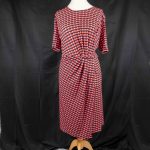 Kaleidoscope Midi Dress Red & Navy Patterned 20 Knot Detail Pre-Owned