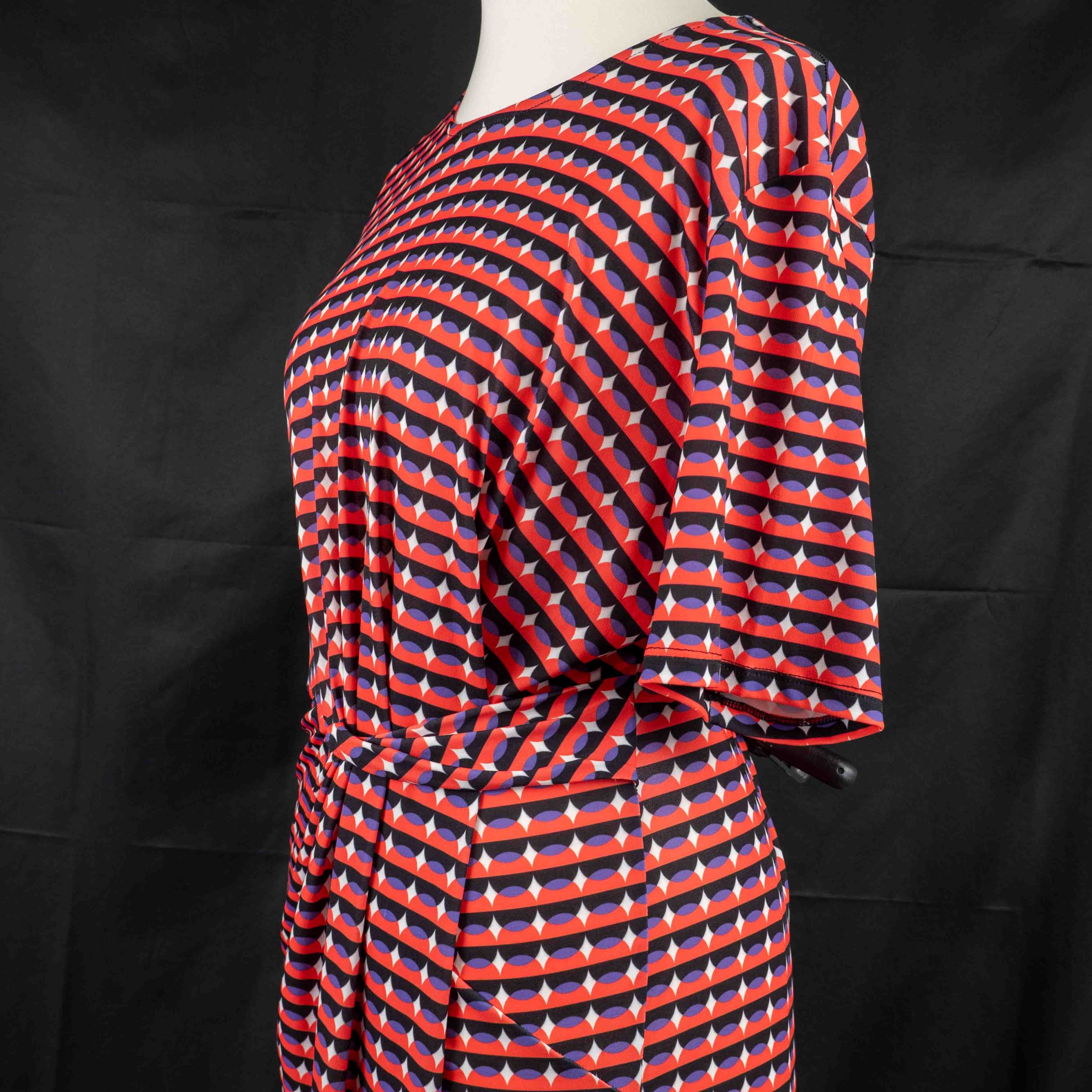 Kaleidoscope Midi Dress Red & Navy Patterned 20 Knot Detail Pre-Owned image 4