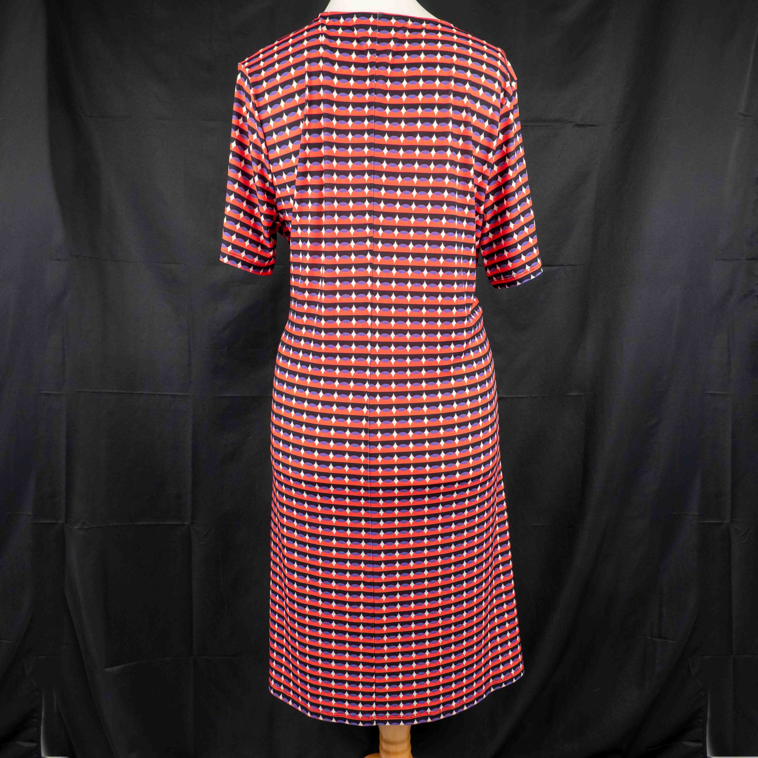 Kaleidoscope Midi Dress Red & Navy Patterned 20 Knot Detail Pre-Owned image 5