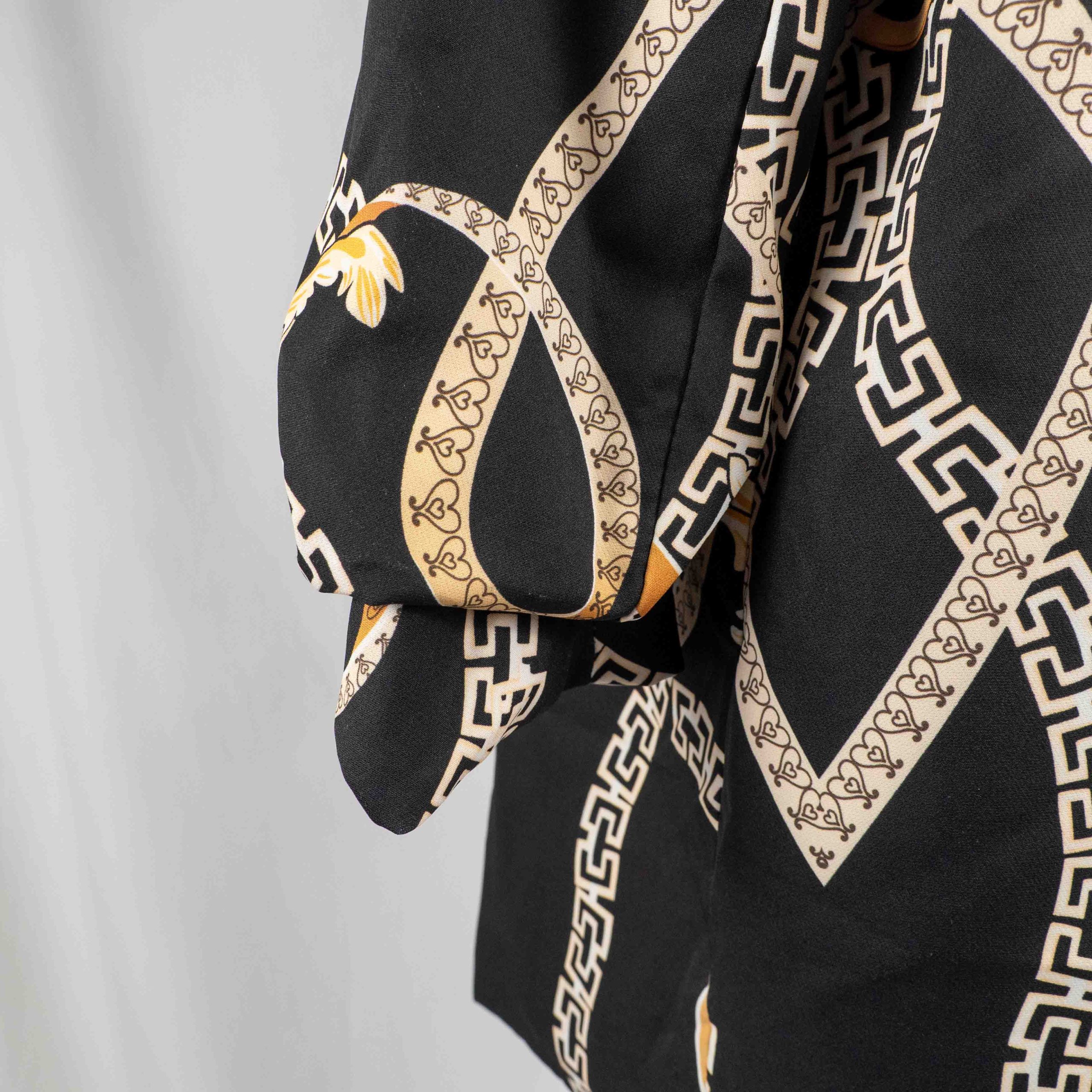 BooHoo Black & Beige Chain Print Blazer Jacket 18 Pre-Owned image 4