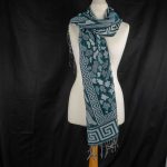 100% Pashmina Scarf Green & White Pre-Owned