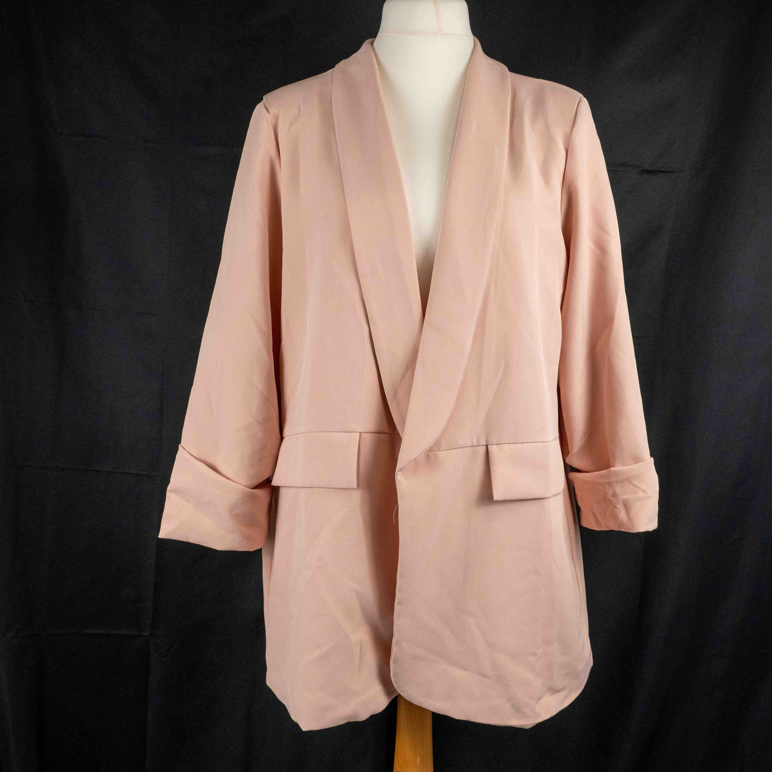 BooHoo Pink Blazer 18 Cuffed Sleeves Pre-Owned
