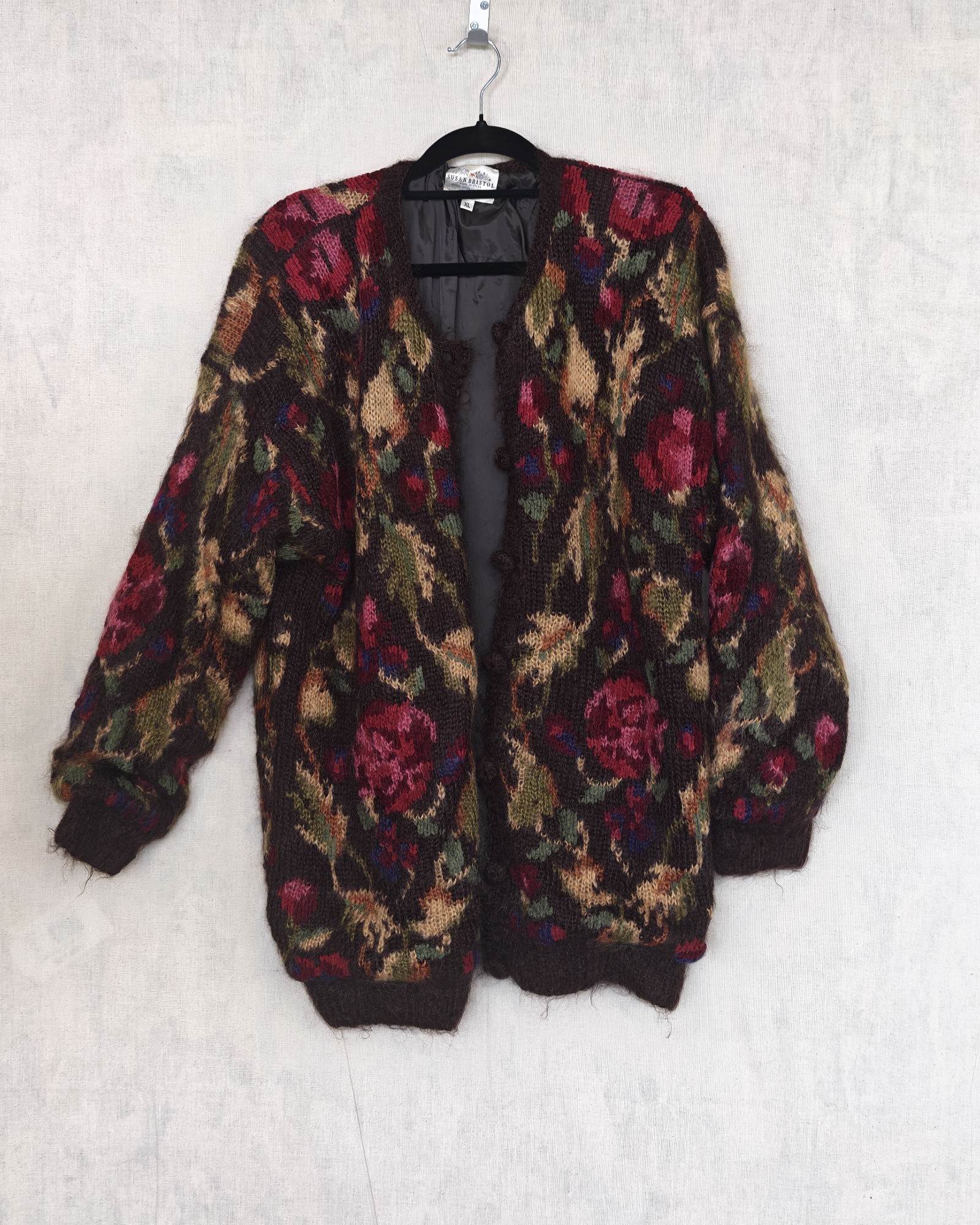 Susan Bristol Multi Floral Hand Knit Cardigan XL
