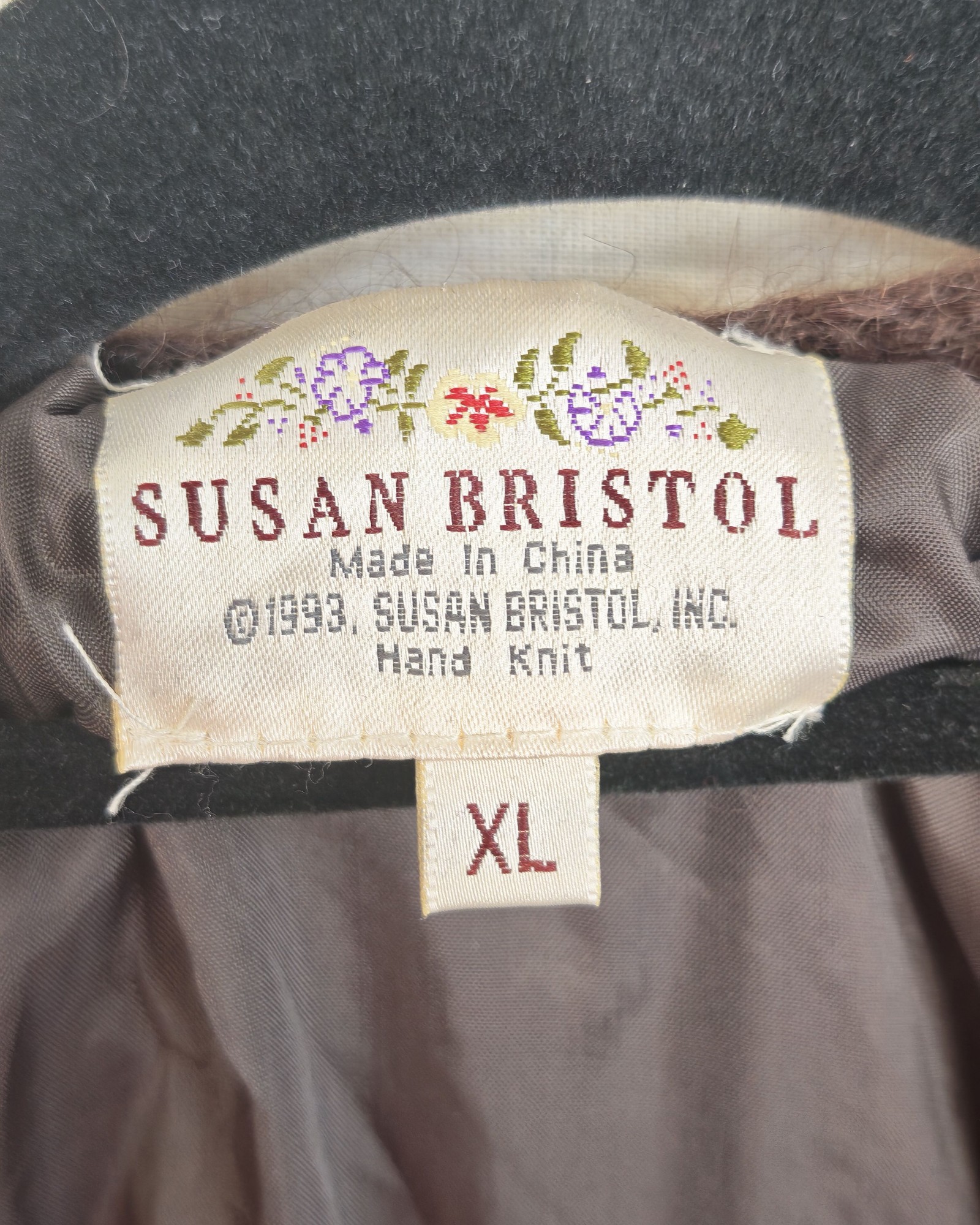 Susan Bristol Multi Floral Hand Knit Cardigan XL image 3