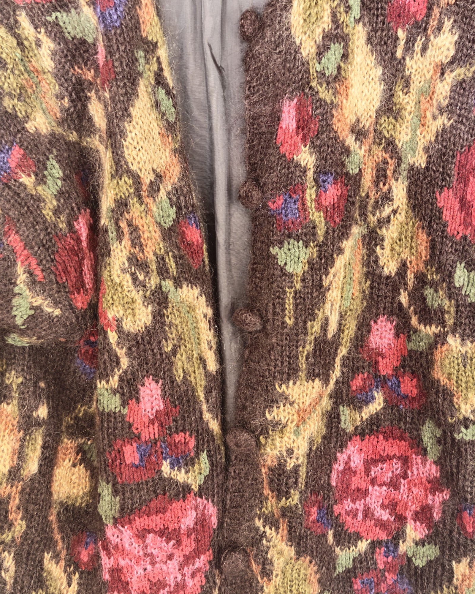 Susan Bristol Multi Floral Hand Knit Cardigan XL image 5