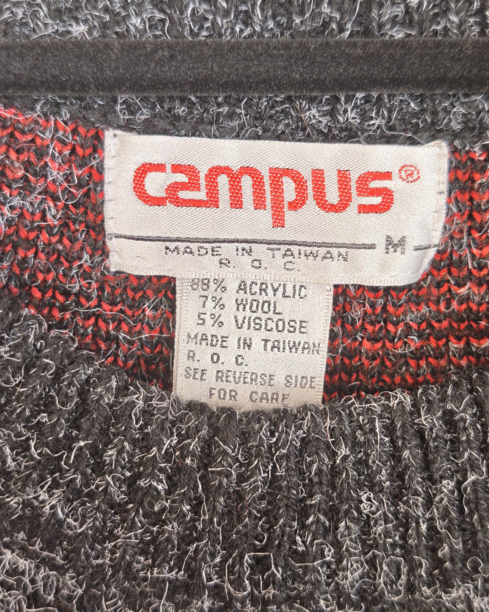 Campus Grey & Red Reindeer Patterned Knit Sweater Medium image 2