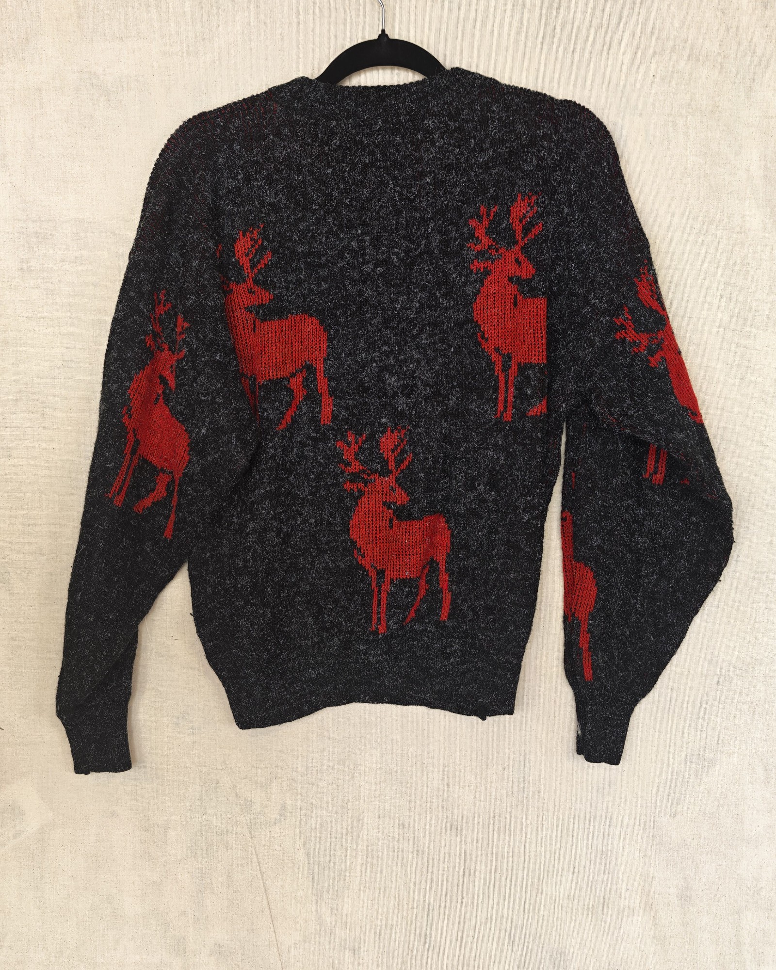 Campus Grey & Red Reindeer Patterned Knit Sweater Medium image 3
