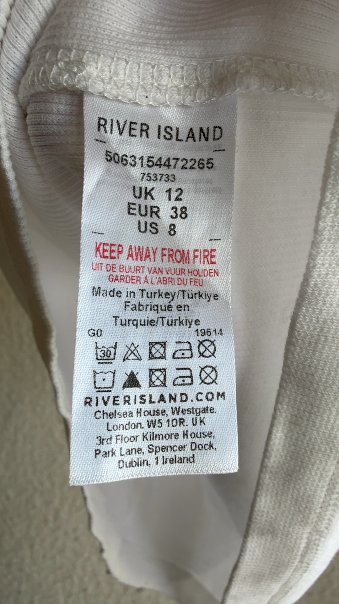 River Island White Ribbed Floral Applique Tank Top UK 12 Classic Summer Layer image 5