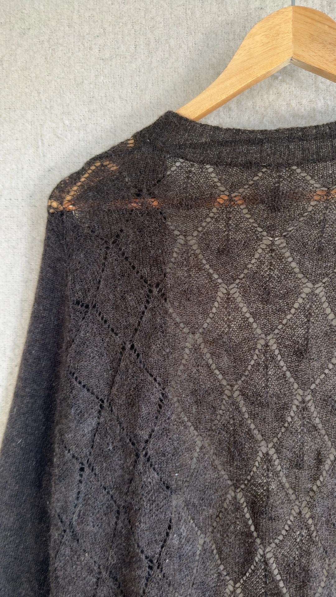 You Found Me Brown Lace Knit Jumper UK 14 Sheer Diamond Pattern image 4