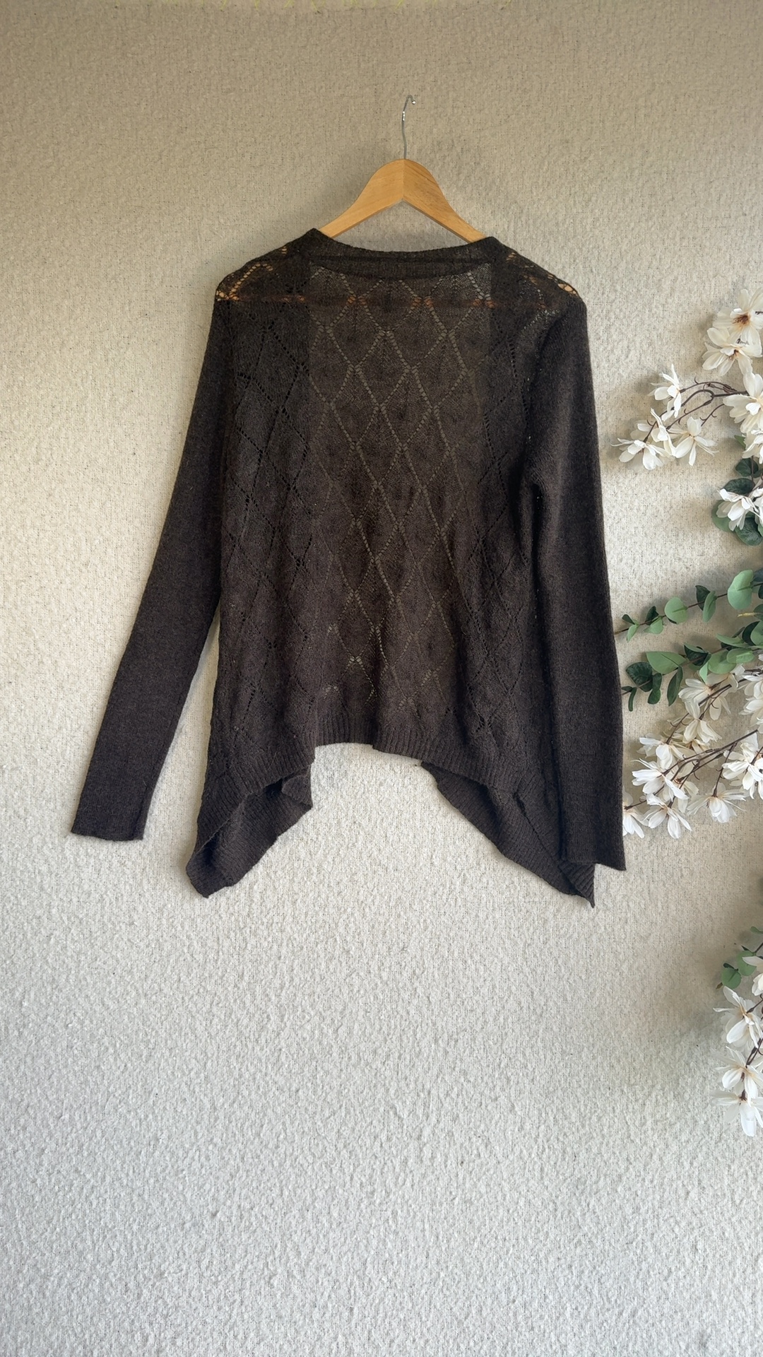 You Found Me Brown Lace Knit Jumper UK 14 Sheer Diamond Pattern image 5