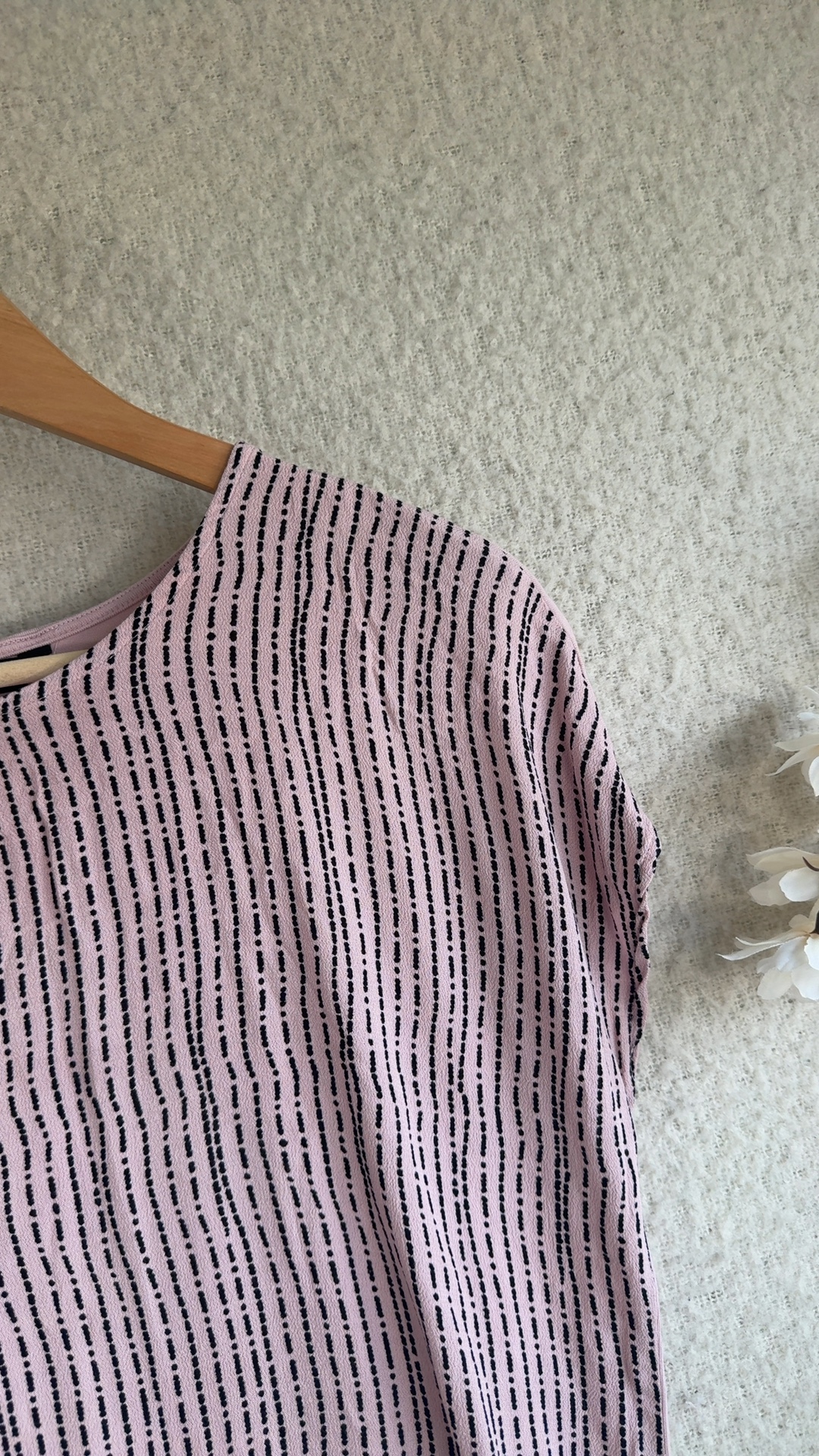 Et Vous Pink & Black Patterned Cap Sleeve Top UK 10 Casual Chic image 3