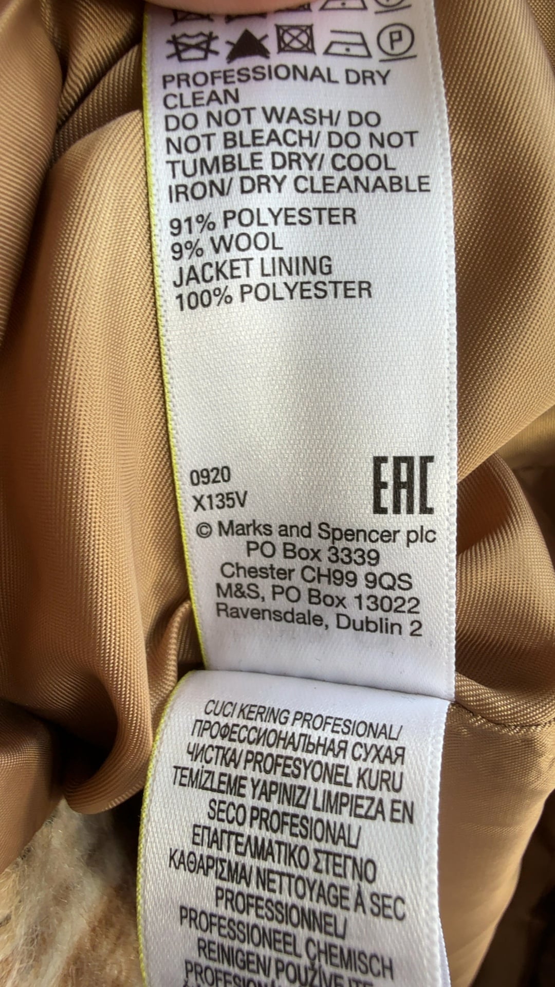 M&S Neutral Brown Check Wool Blend Jacket UK 12 Stylish Winter Layer image 2