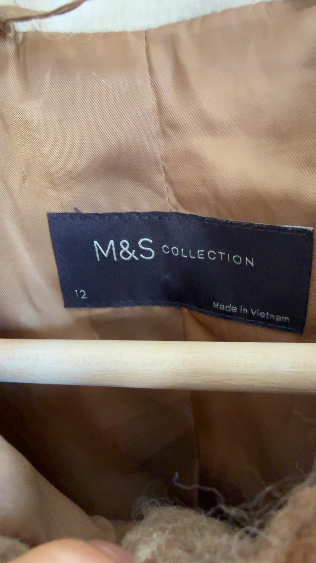 M&S Neutral Brown Check Wool Blend Jacket UK 12 Stylish Winter Layer image 4