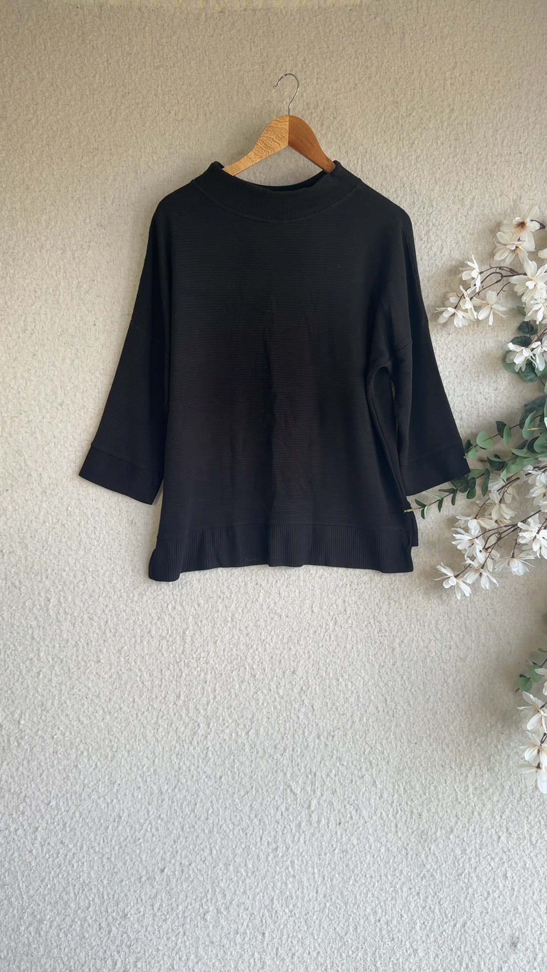 French Connection Black Ribbed Sweater Small Elegant Knitted Jumper image 5