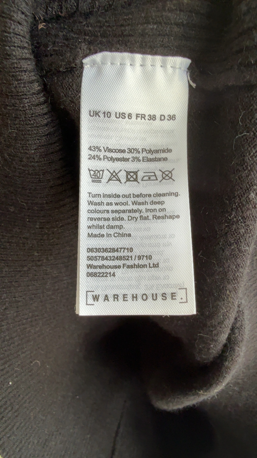 Warehouse Black Puff Sleeve Knit Jumper UK 10 Viscose Polyamide Blend image 5