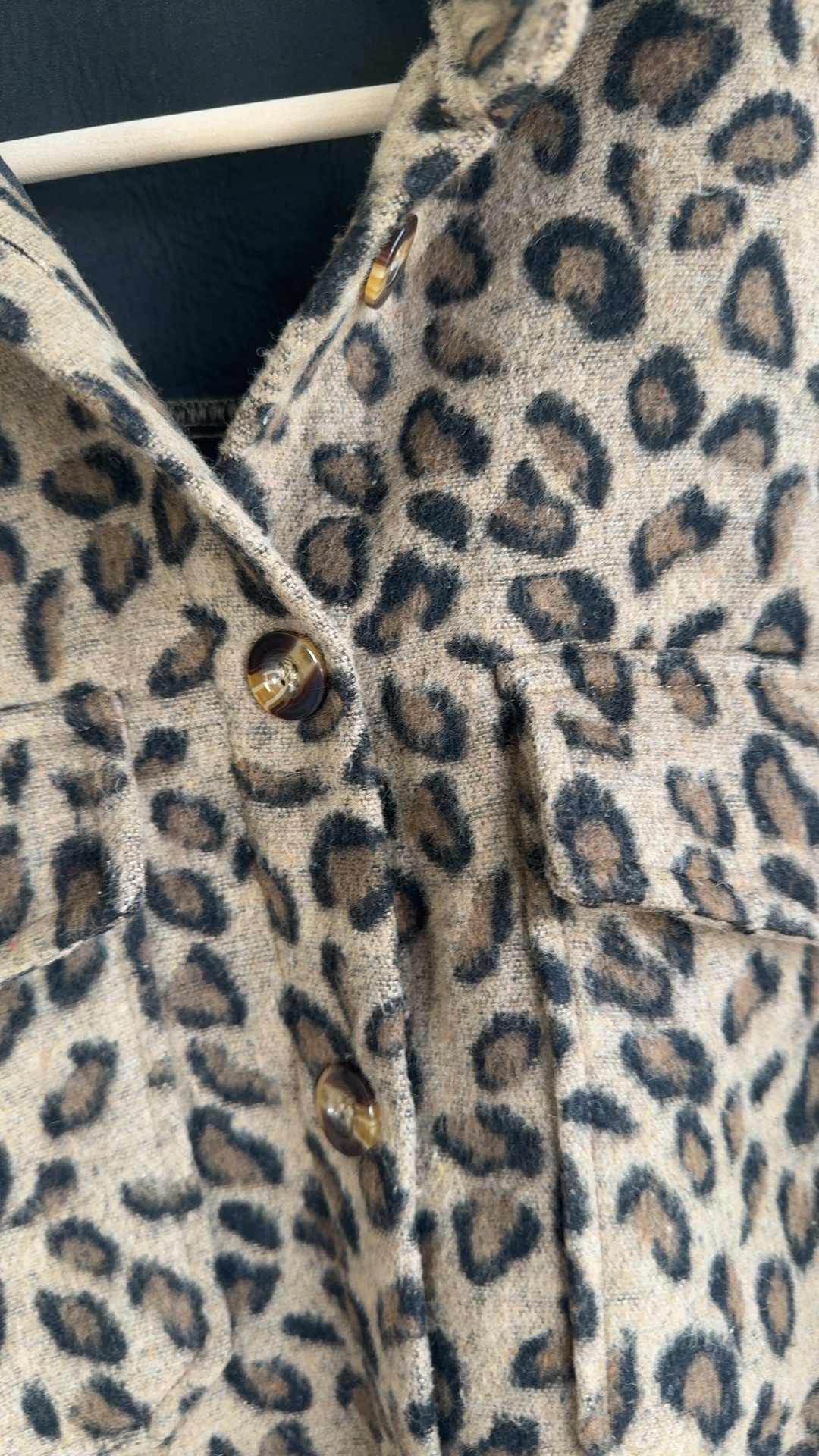SHEIN Brown Leopard Print Overshirt Jacket UK 10 Faux Wool Polyester image 2