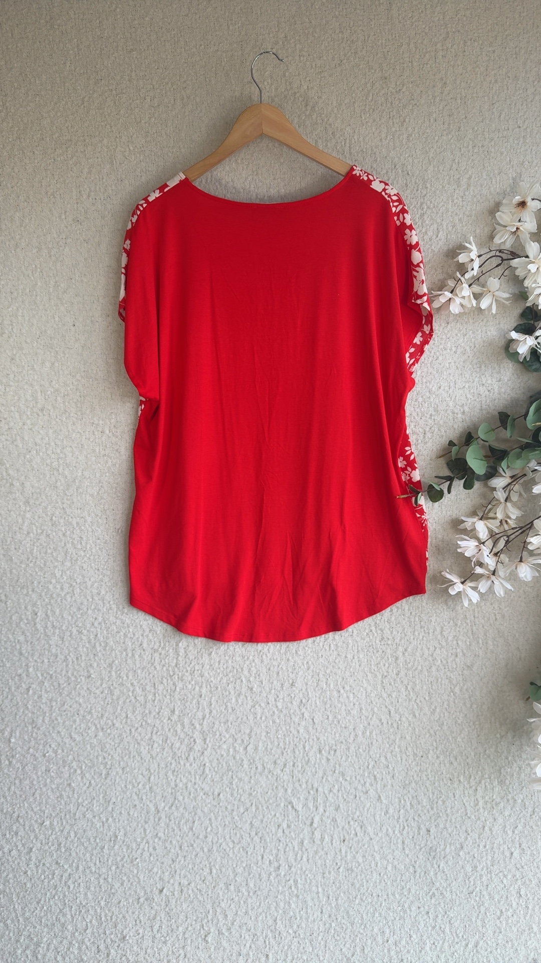 F&F Red & White Floral Print Top UK 18 Viscose Casual Chic Summer Style image 4