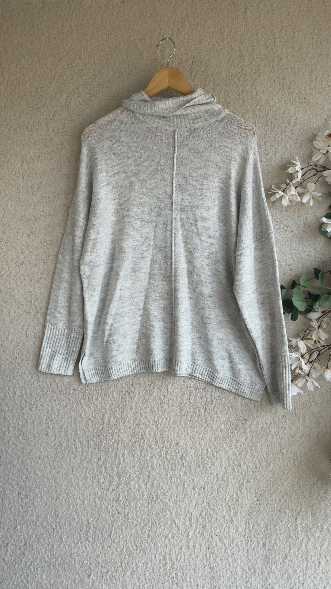 Simply Be Grey Marl Turtleneck Jumper UK 12/14 Soft Knit Pullover Sweater