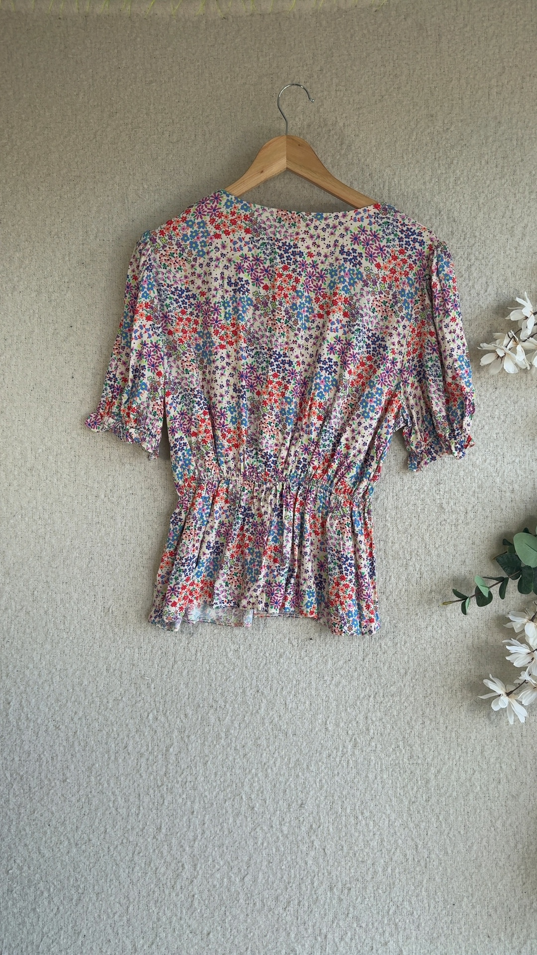 Papaya Multi Floral Print Blouse Size 16 Viscose Elastic Waist image 2