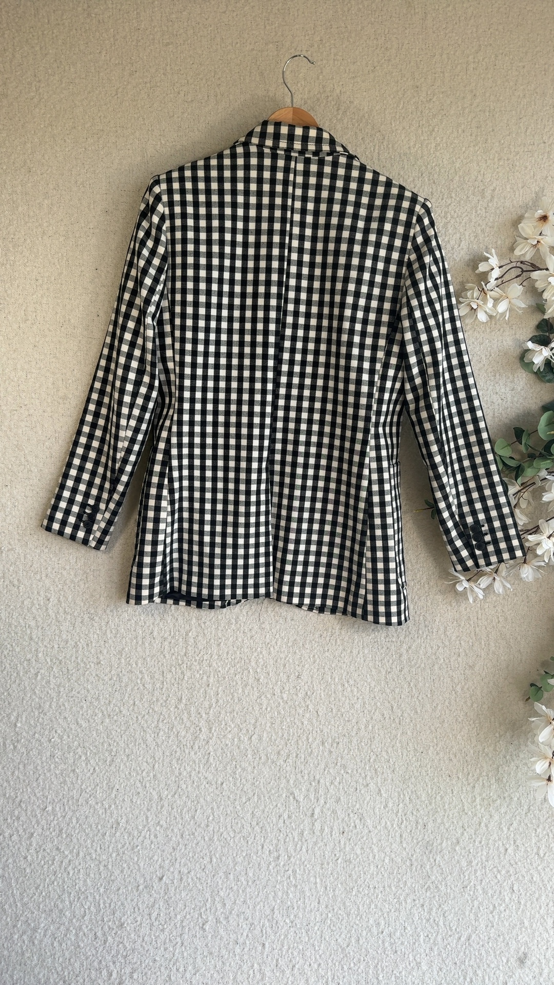 Mango Black & White Check Blazer UK 14 Classic Tailored Jacket image 5