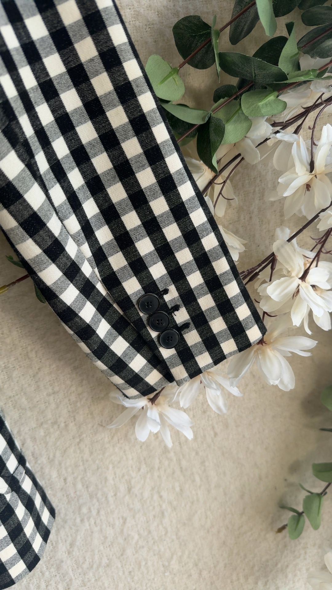 Mango Black & White Check Blazer UK 14 Classic Tailored Jacket image 6