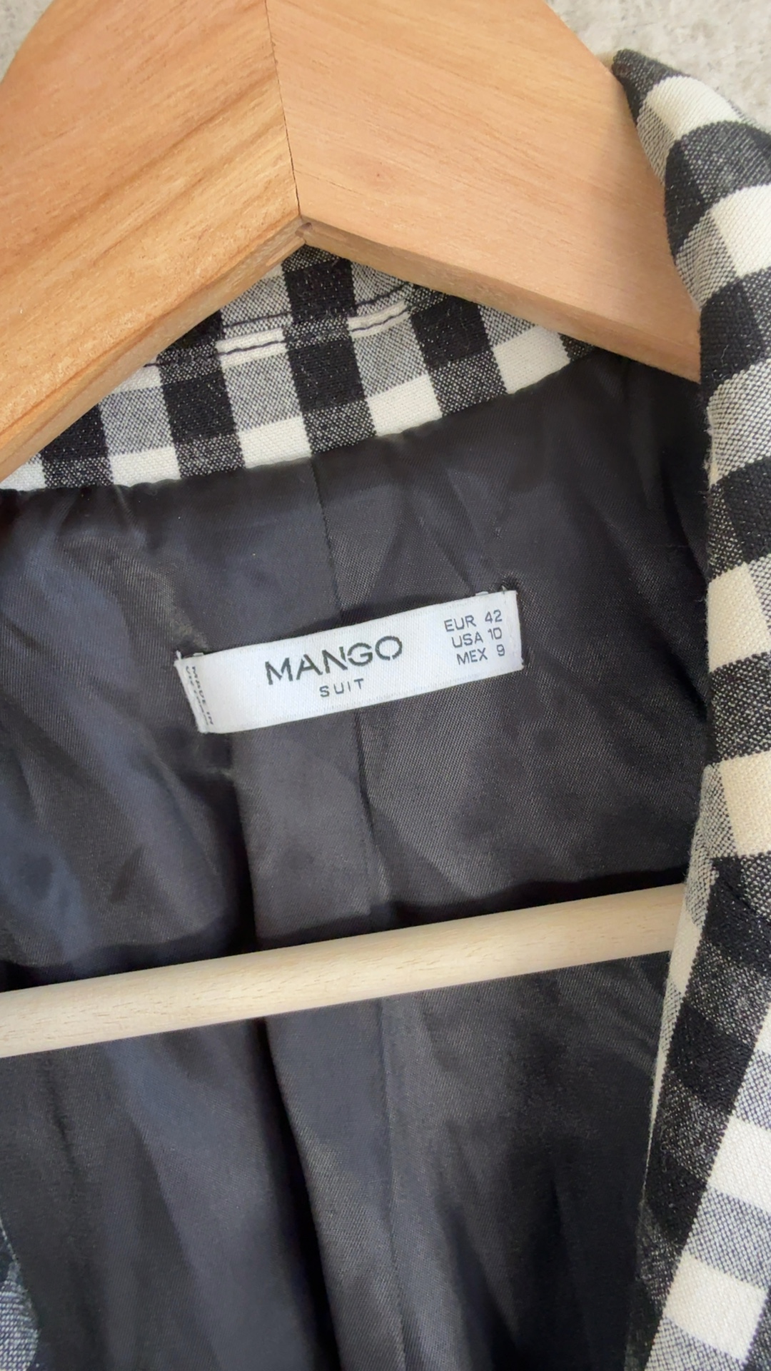 Mango Black & White Check Blazer UK 14 Classic Tailored Jacket image 2