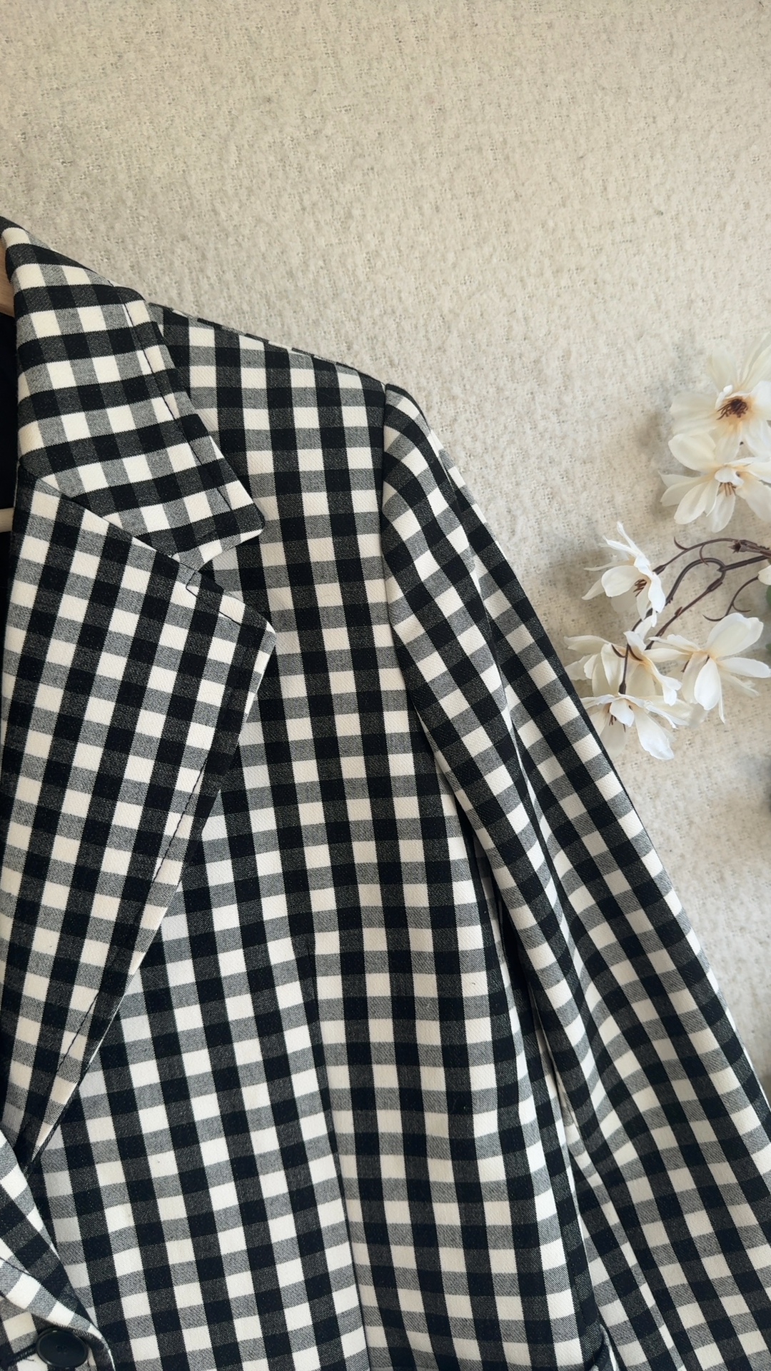 Mango Black & White Check Blazer UK 14 Classic Tailored Jacket image 4
