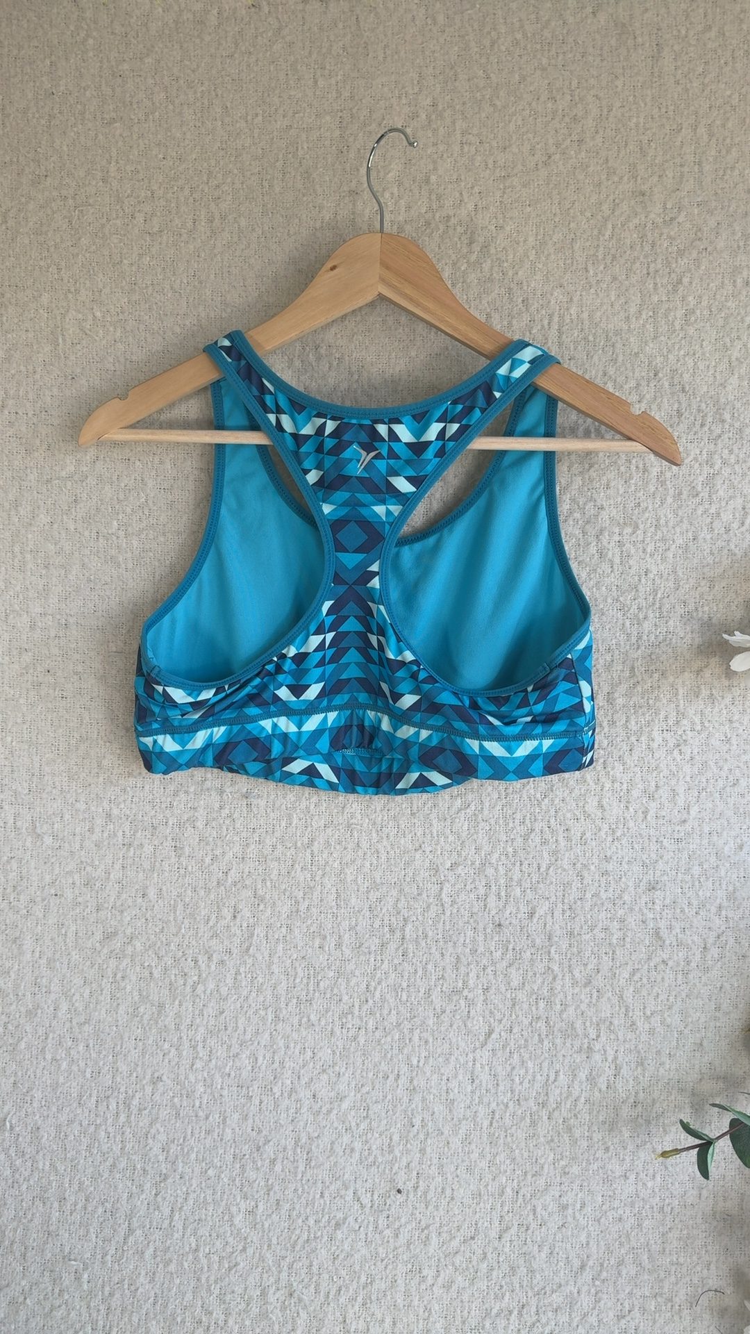 Old Navy Blue Multi Geometric Active Sports Bra UK XL Racerback Stretch image 4