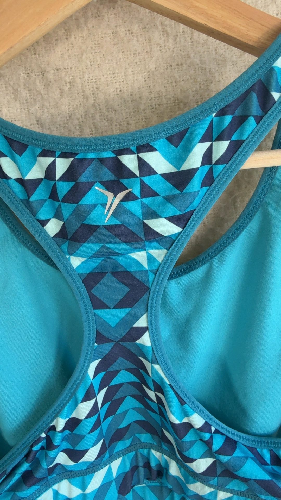 Old Navy Blue Multi Geometric Active Sports Bra UK XL Racerback Stretch image 5