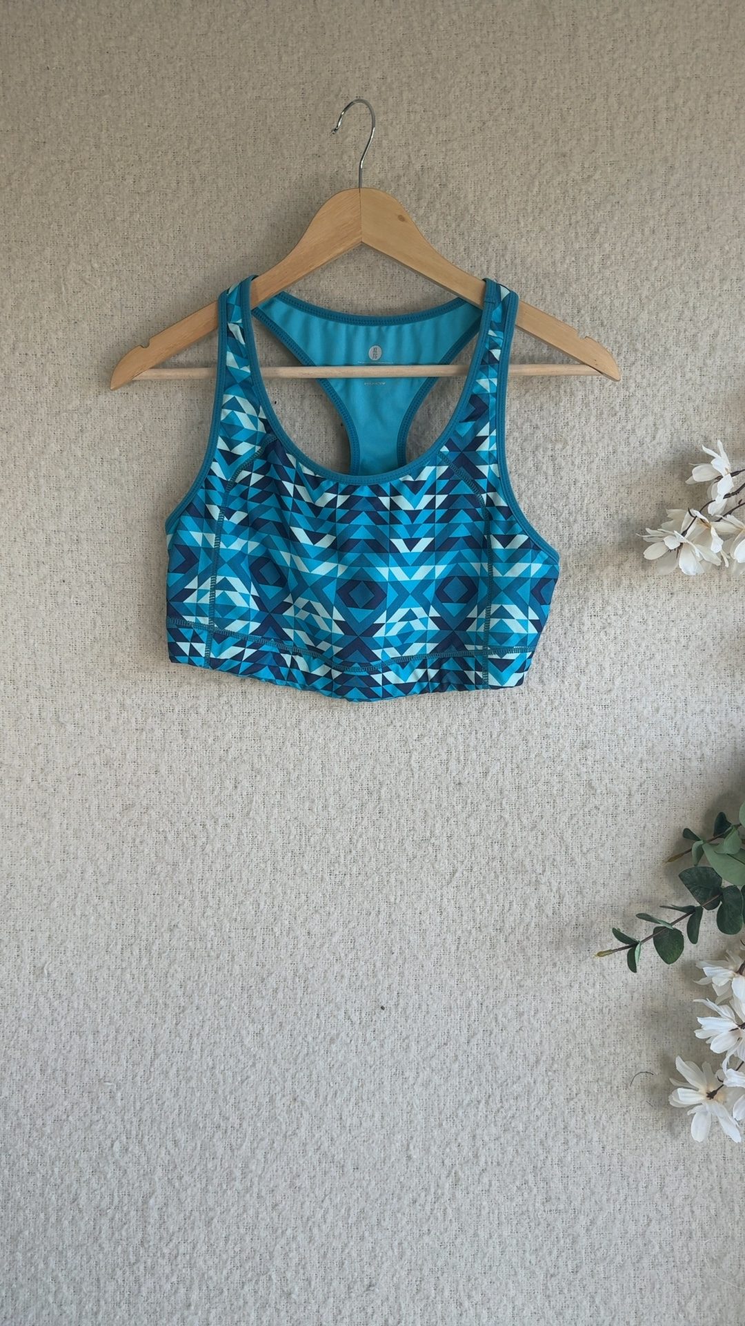 Old Navy Blue Multi Geometric Active Sports Bra UK XL Racerback Stretch