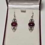 925 Sterling Silver Red & White Pearl Drop Earrings. B3