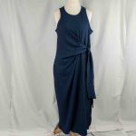 Next Navy Midaxi Dress Sleeveless Tie Waist 18 Pre-Owned